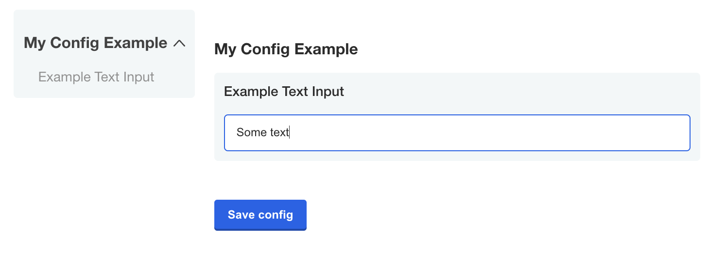 Text field on the configuration screen
