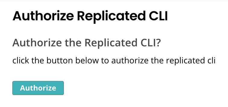 Authorize replicated cli web page