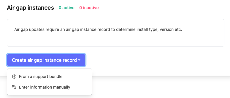 create air gap instance button