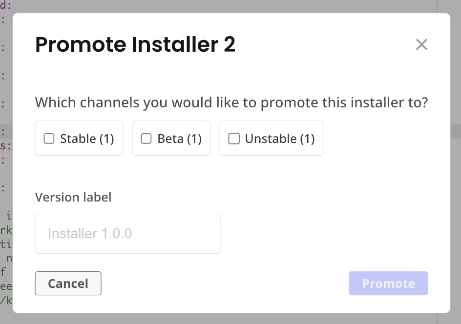 promote installer dialog